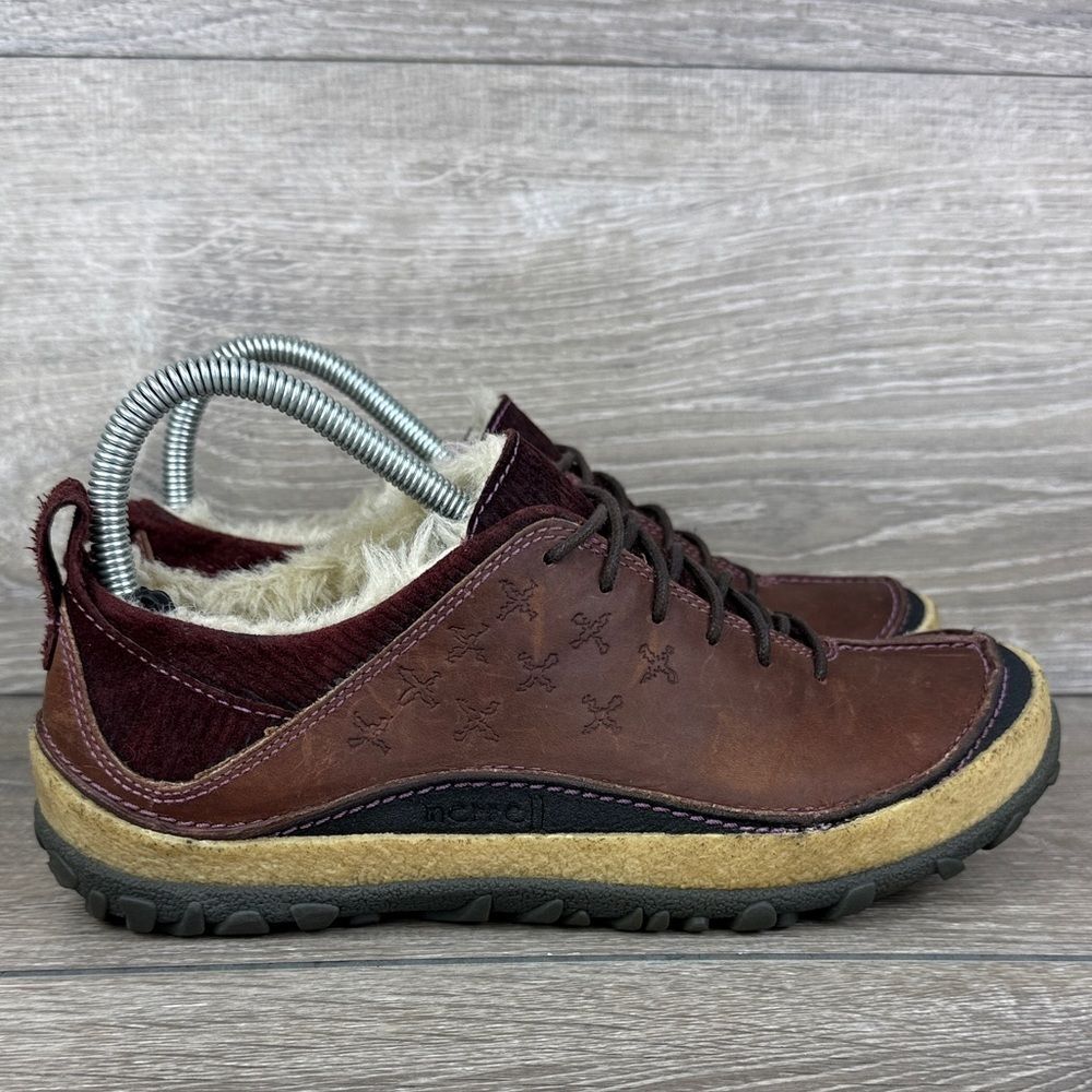 Merrell Orleans Rust Leather Burgundy Women’s Sz 7.5 Low Faux Fur Hiking Shoes